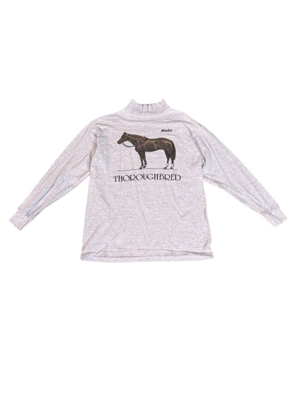 Vintage 1990s Shustys Alaska Thoroughbred Gray Heather Long Sleeve t shirt